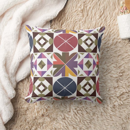 幾何形状違う付きパターン クッション (ブランケット)