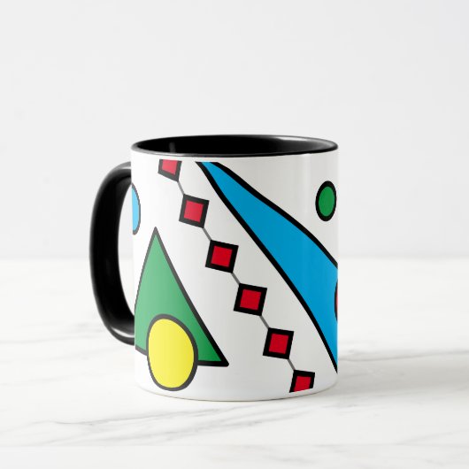 【幾何抽象芸術#1】原色はっきりしたコーヒー マグカップ (正面左)