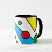 【幾何抽象芸術#1】原色はっきりしたコーヒー マグカップ (正面右)