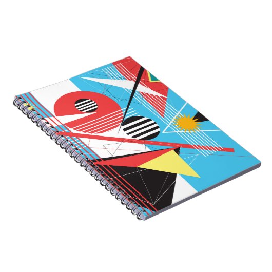 幾何数々のオブジェクトの抽象芸術色の背景 ノートブック (右側)