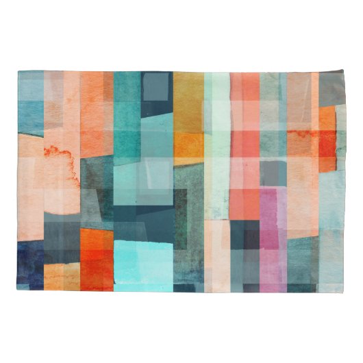 幾何数々の色のストライプトレンディー、パターン。 枕カバー (裏面)