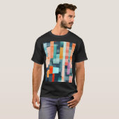 幾何数々の色のストライプトレンディー、パターン。 Tシャツ (正面フル)