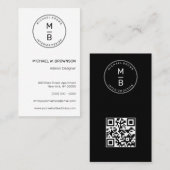 幾何文ミニマル字体のQRコード 名刺 (正面/裏面)