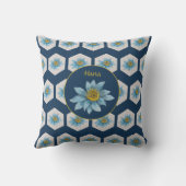 幾何日本のユリ花模様モノグラム クッション (裏面)