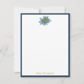 幾何日本のユリ花模様モノグラム ノートカード (正面)