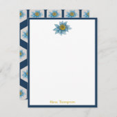 幾何日本のユリ花模様モノグラム ノートカード (正面/裏面)