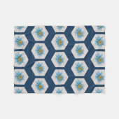 幾何日本の百合花柄 フリースブランケット (正面(横))