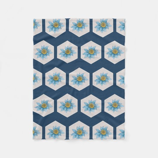 幾何日本の百合花柄 フリースブランケット (正面)