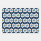 幾何日本の百合花柄 ラッピングペーパーシート (正面3)