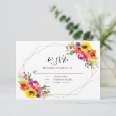 幾何明エレガントるい水色のフローラ結婚 出欠カード (スタンド正面)