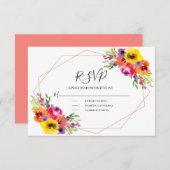 幾何明エレガントるい水色のフローラ結婚 出欠カード (正面/裏面)