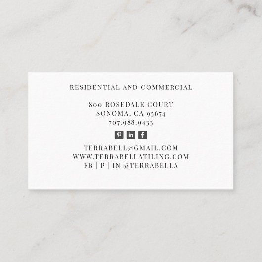 幾何木炭グレー白黒タイリングタイラー 名刺 (裏面)