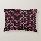 幾何格子状の緑色の赤い黒いストライプ アクセントクッション (裏面)