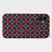 幾何格子状の緑色の赤い黒いストライプ Case-Mate iPhoneケース (裏面(横))