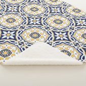 幾何模様ブルーのモロッコタイル装飾品 シェルパブランケット (3/4)