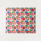 幾何模様数々の色のパッチワーク タペストリー (正面(横))