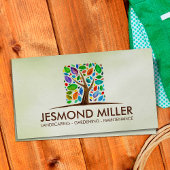 幾何正方形の木のカラフル葉の水の色 名刺