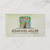 幾何正方形の木のカラフル葉の水の色 名刺 (正面)