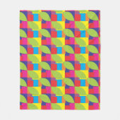 幾何正方形カラフル抽象芸術パターン フリースブランケット (正面)