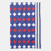 幾何白モダン赤ダイヤモンドストライプ キッチンタオル (縦)