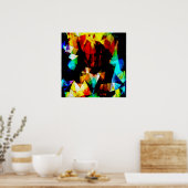 幾何白熱［赤熱］光を放つ抽象芸術 ポスター (キッチン)