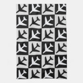 幾何白黒航空ジェット機 キッチンタオル (縦)