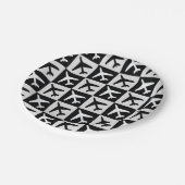 幾何白黒航空ジェット機 ペーパープレート (アングル)