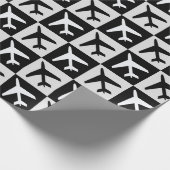 幾何白黒航空ジェット機 ラッピングペーパー (角)