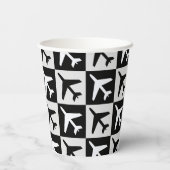 幾何白黒航空ジェット機 紙コップ (裏面)