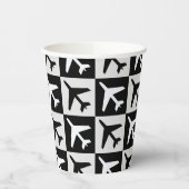 幾何白黒航空ジェット機 紙コップ (左)