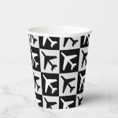 幾何白黒航空ジェット機 紙コップ (右)