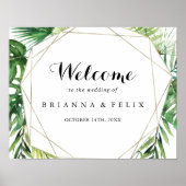 幾何目的地緑結婚のウェルカムサイン ポスター (正面)