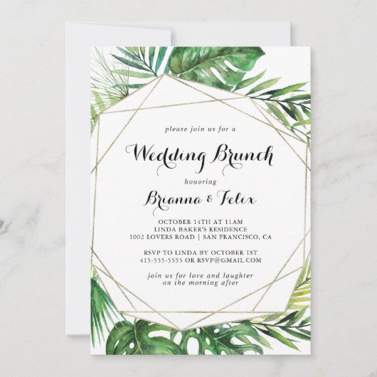 幾何目的熱帯結婚ブランチ 招待状 (正面)