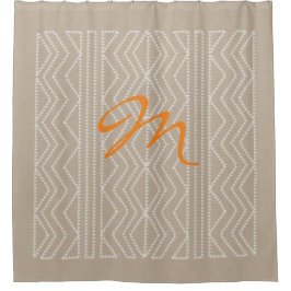 幾何矢印線ルックモカスタムノグラム シャワーカーテン