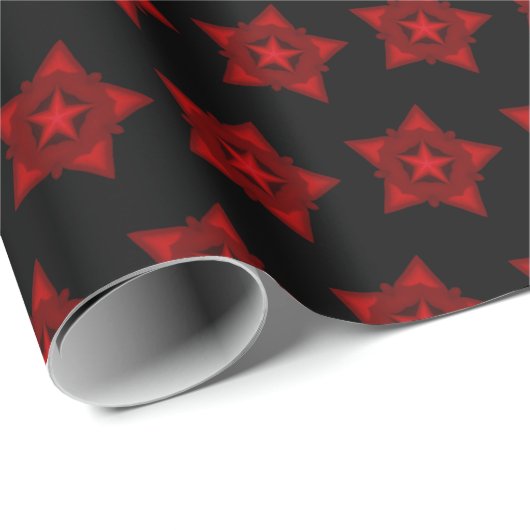 幾何素晴らし画アート赤星黒い休日 ラッピングペーパー (ロールコーナー)