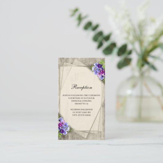 幾何素朴エレガントパンジー結婚式 エンクロージャーカード (スタンド正面)