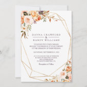 幾何素朴エレガント金ゴールド結婚秋 招待状 (正面)