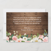 幾何素朴フレームと赤面フローラ結婚 サンキューカード (裏面)