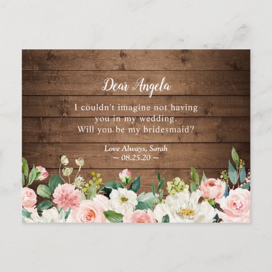 幾何素朴フローラを私の花嫁の提案にする インビテーションポストカード (裏面)