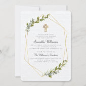 幾何素朴フローラクロスバプテスマ招待状 招待状 (正面)