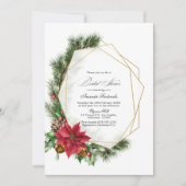 幾何素朴ポインセティアホリデイブライダルシャワー 招待状 (正面)