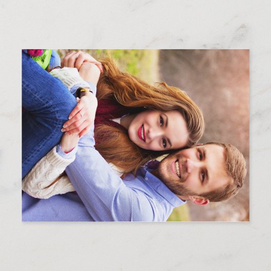 幾何素朴ユーカリ木写真結婚の 案内ポストカード (裏面)