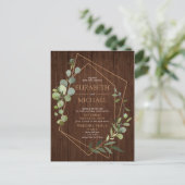 幾何素朴ユーカリ木写真結婚の 案内ポストカード (スタンド正面)