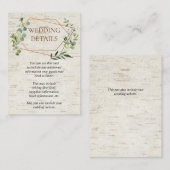 幾何素朴ユーカリ樺の木結婚詳細 エンクロージャーカード (正面/裏面)