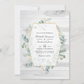 幾何素朴ユーカリQRコード庭園の結婚式 招待状 (正面)