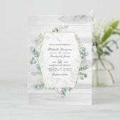 幾何素朴ユーカリQRコード庭園の結婚式 招待状 (スタンド正面)