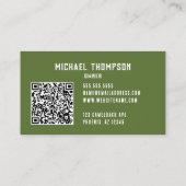 幾何素朴男らしの緑色写真 名刺 (裏面)