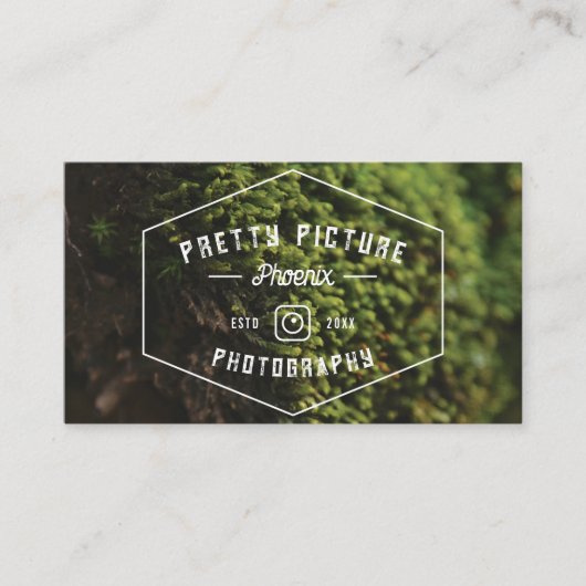 幾何素朴男らしの緑色写真 名刺 (正面)