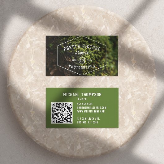 幾何素朴男らしの緑色写真 名刺