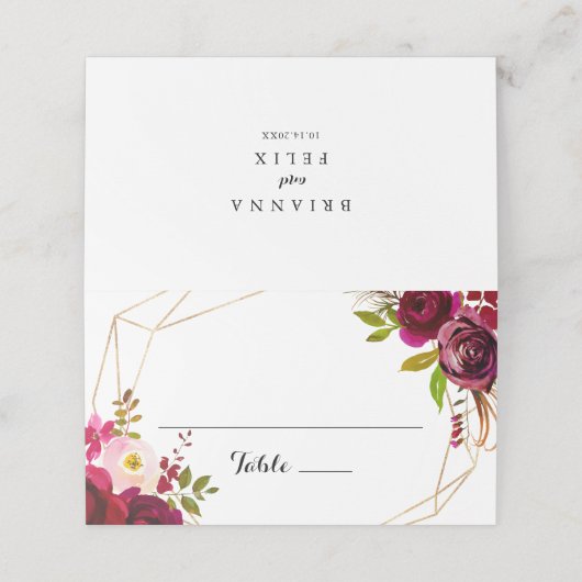 幾何素朴赤面バー結婚グンディ座席表 プレイスカード (外部開封)